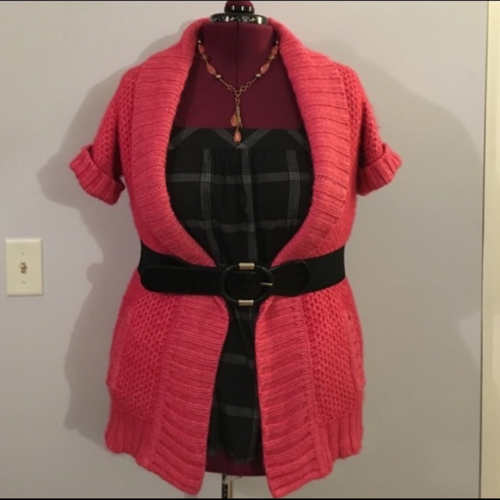 Lilly Pulitzer Pink Crocheted Short Sleeve Sweater